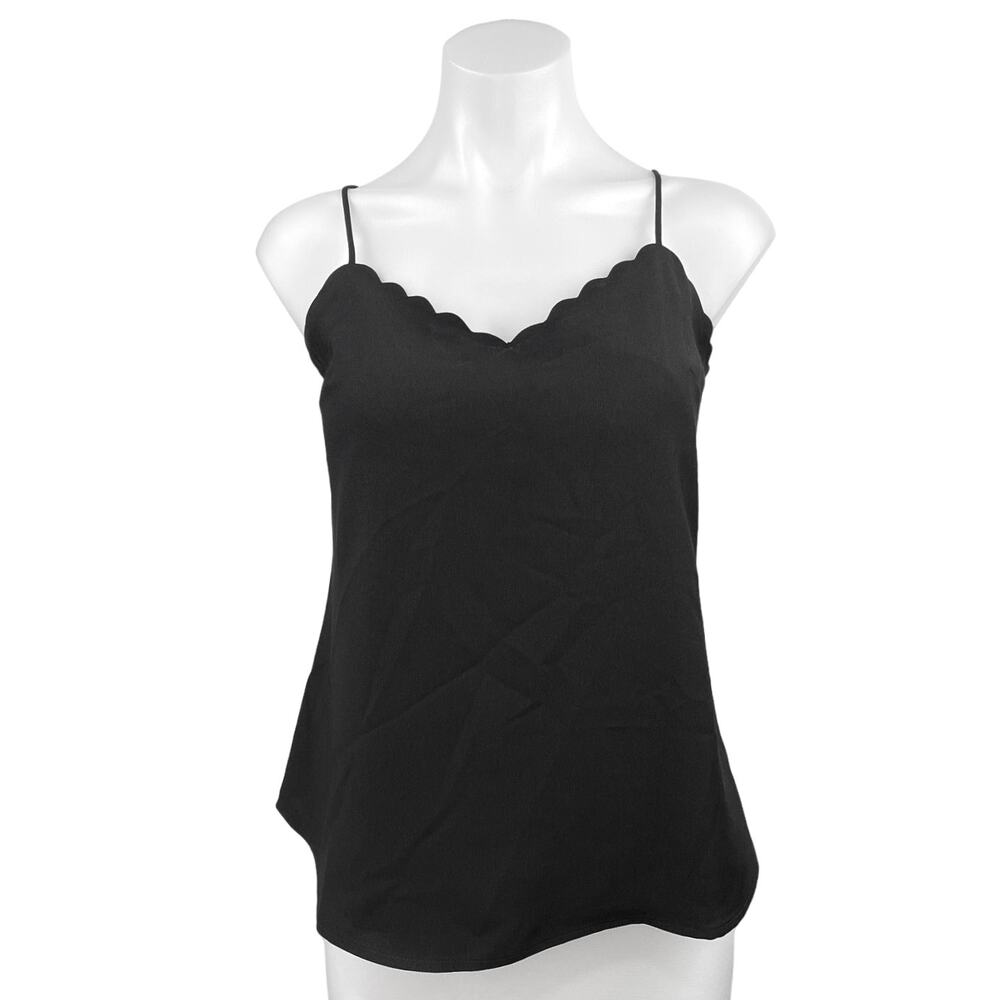 J.Crew Black Scalloped Sweetheart Sleeveless Cami Camisole Tank Top Size 0